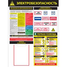 Стенд "Электробезопасность. Инструктаж и первая помощь (Пластик 1000 x 750 х 3)"